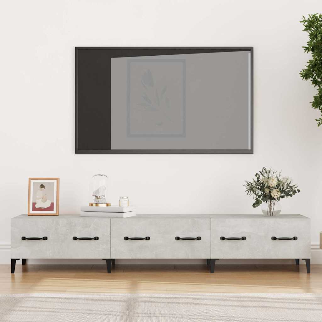 812649 vidaXL TV Cabinet Concrete Grey 150x34,5x30 cm Engineered Wood