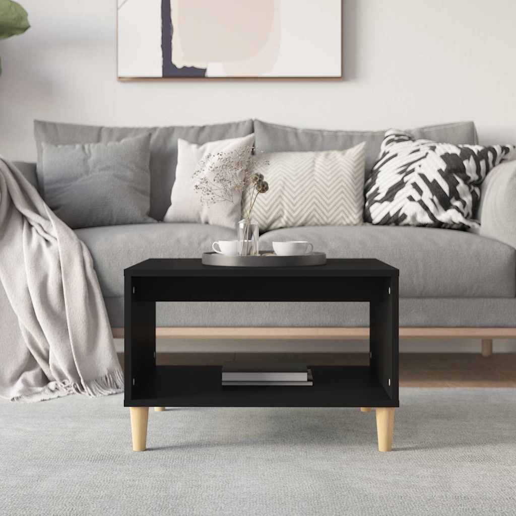 812673 vidaXL Coffee Table Black 60x50x40 cm Engineered Wood