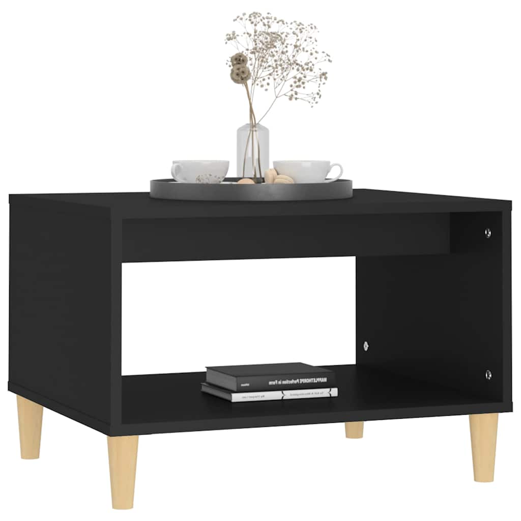 812673 vidaXL Coffee Table Black 60x50x40 cm Engineered Wood
