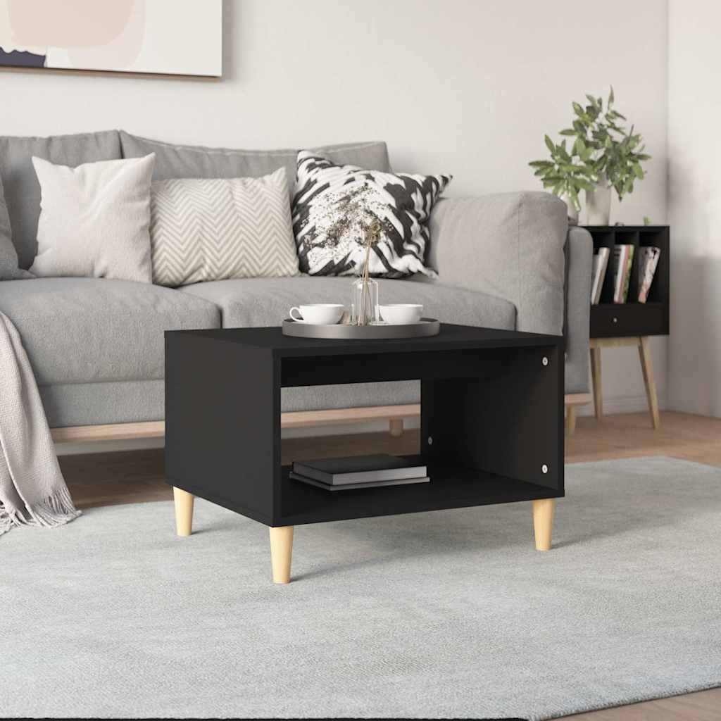 812673 vidaXL Coffee Table Black 60x50x40 cm Engineered Wood