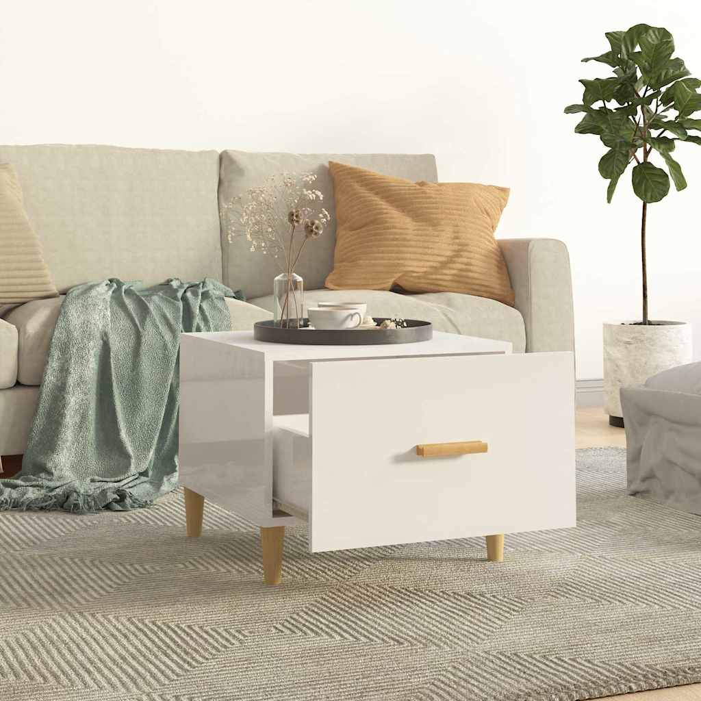 812720 vidaXL Coffee Table High Gloss White 50x50x40 cm Engineered Wood