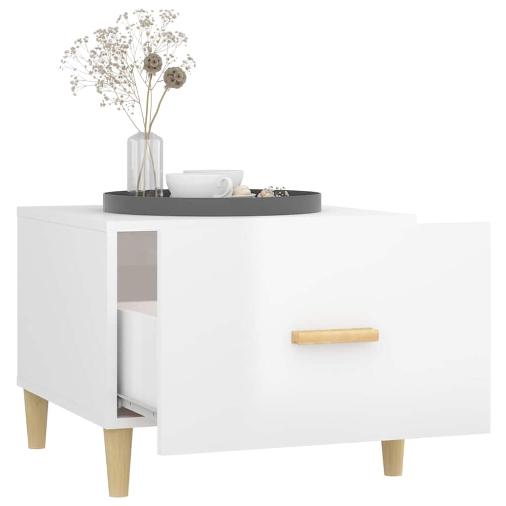 812720 vidaXL Coffee Table High Gloss White 50x50x40 cm Engineered Wood