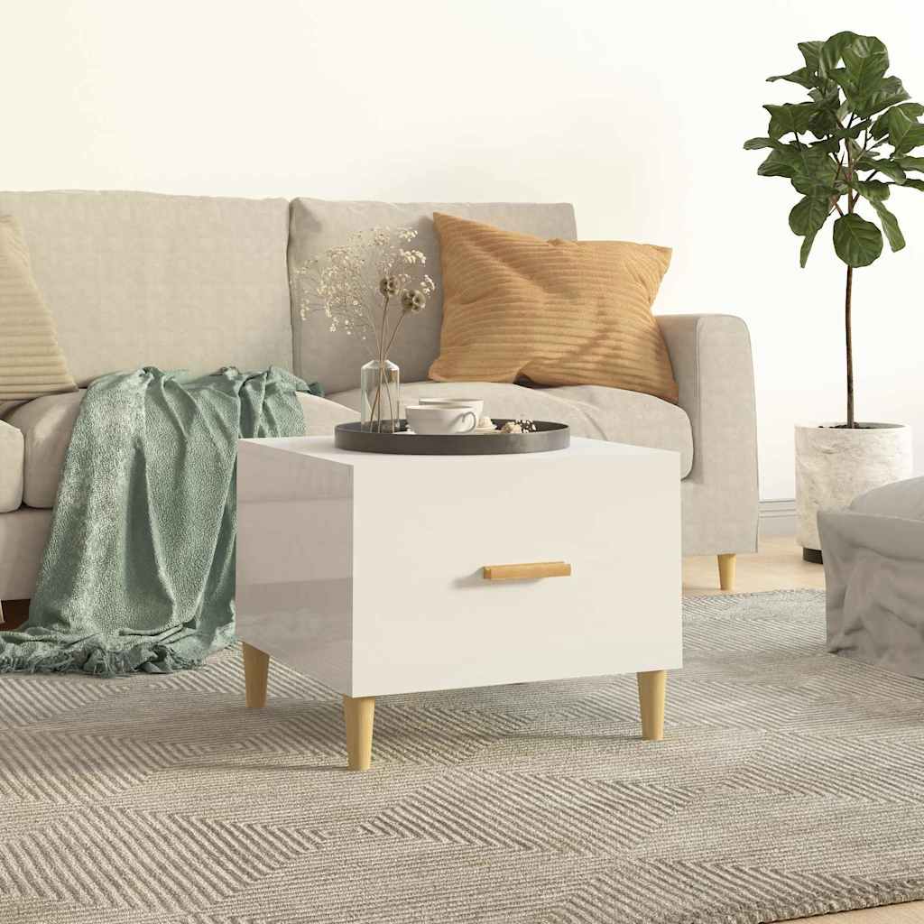 812720 vidaXL Coffee Table High Gloss White 50x50x40 cm Engineered Wood