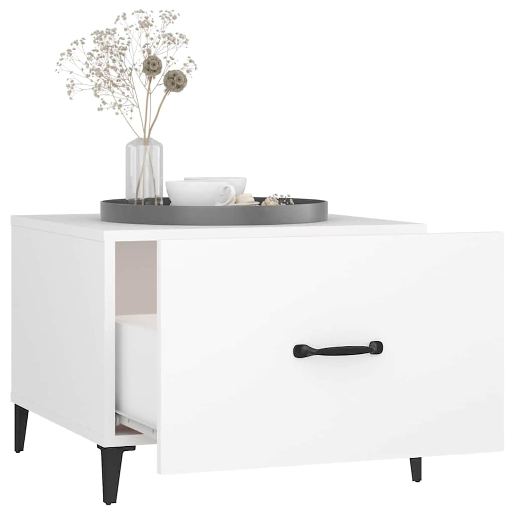 Coffee Table with Metal Legs White 50x50x40 cm