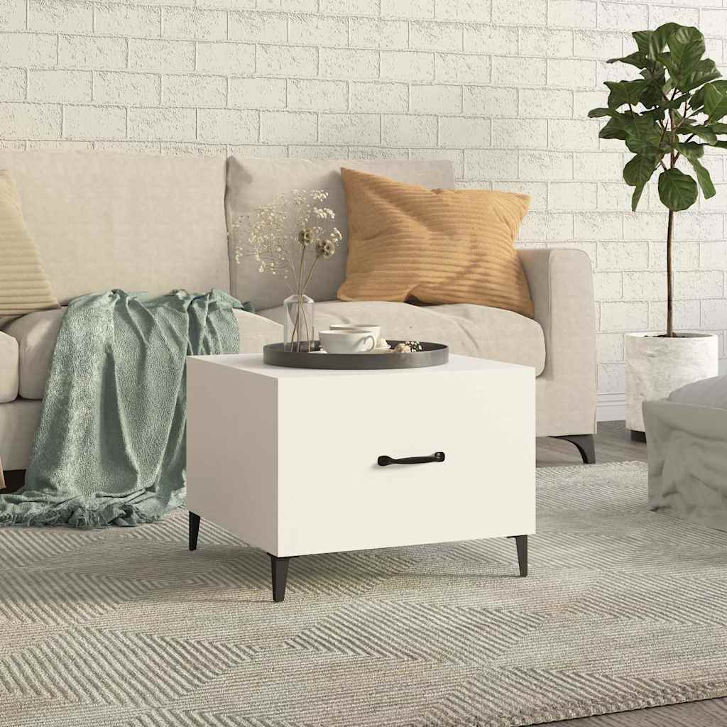 Coffee Table with Metal Legs White 50x50x40 cm