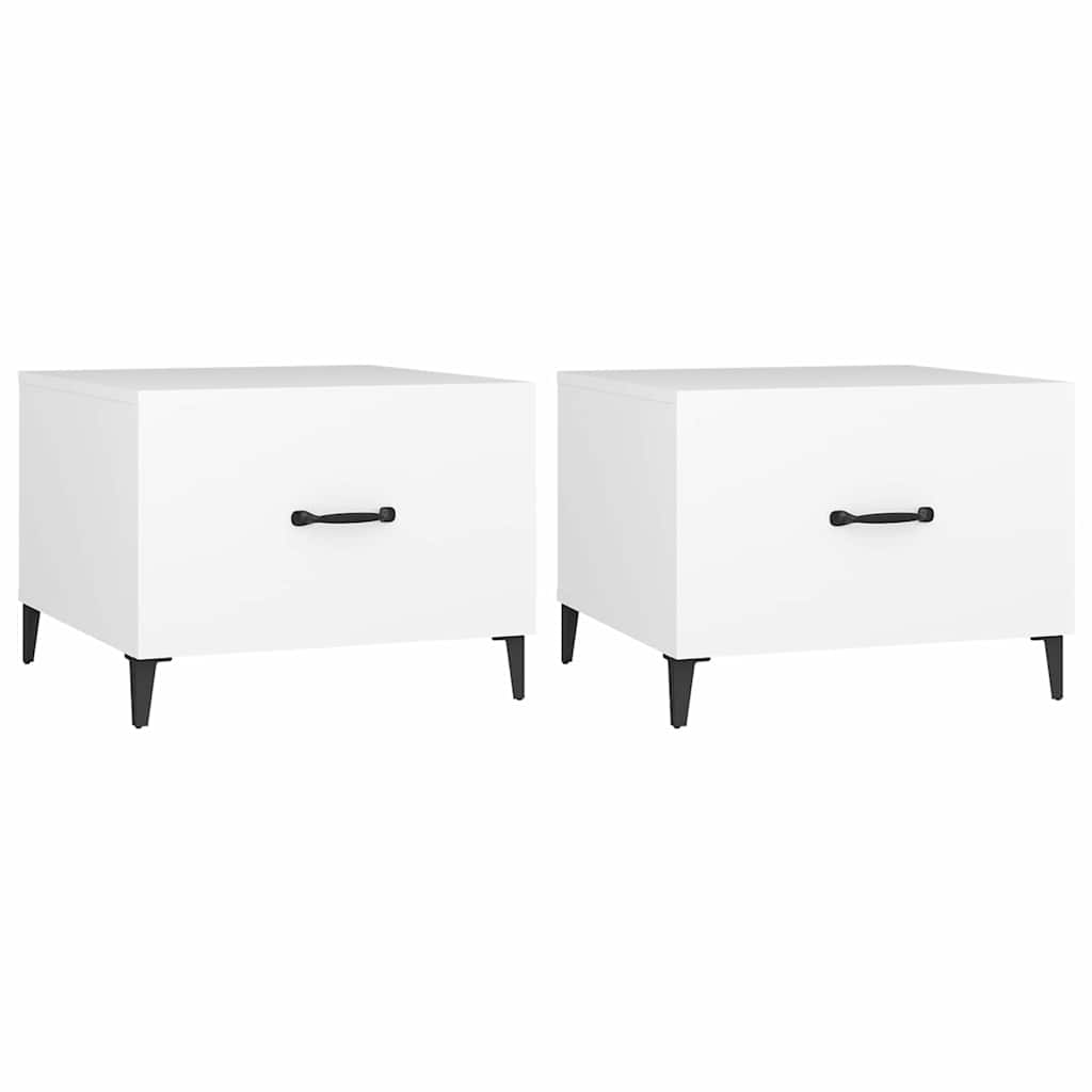 Coffee Table with Metal Legs 2 pcs White 50x50x40 cm