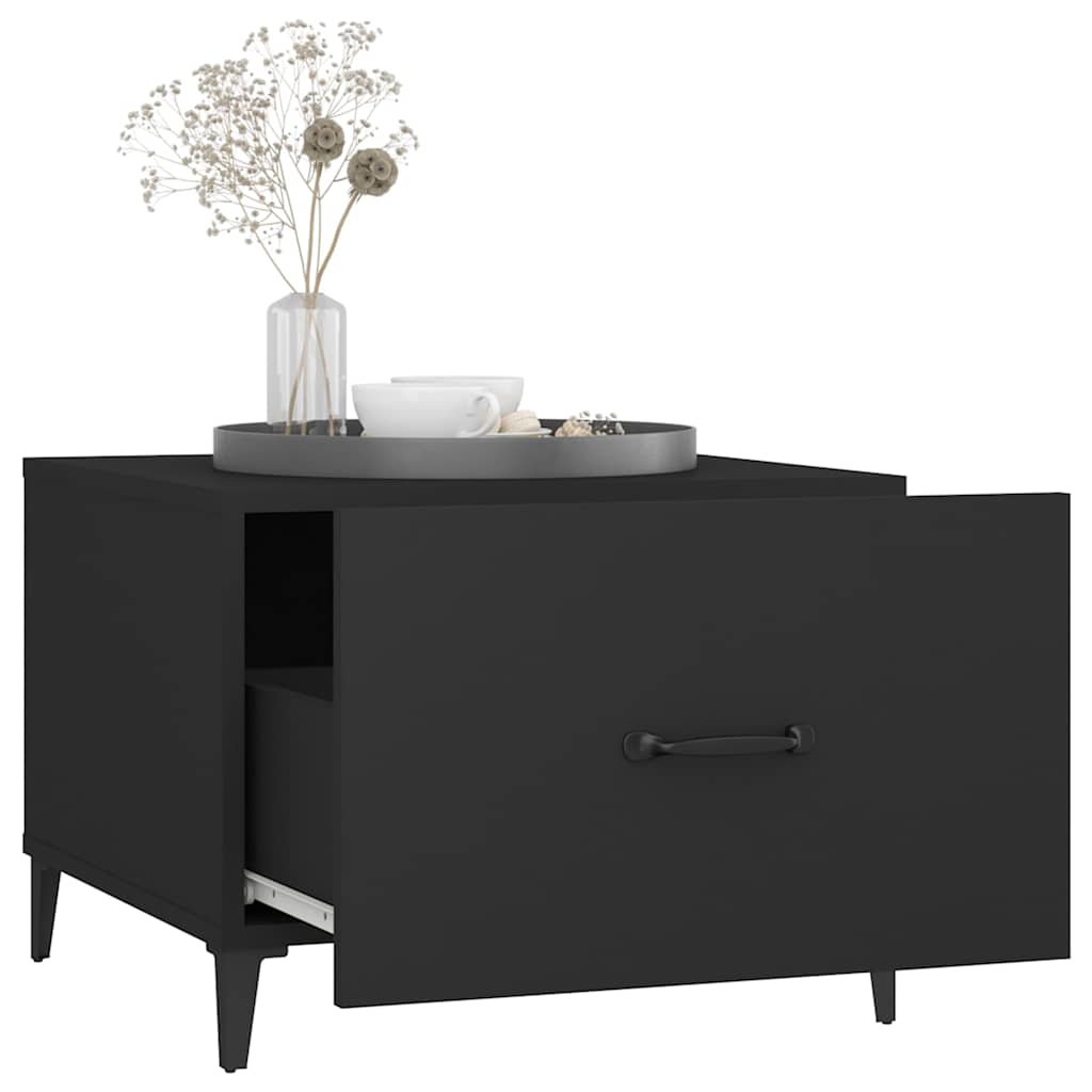 Coffee Table with Metal Legs 2 pcs Black 50x50x40 cm