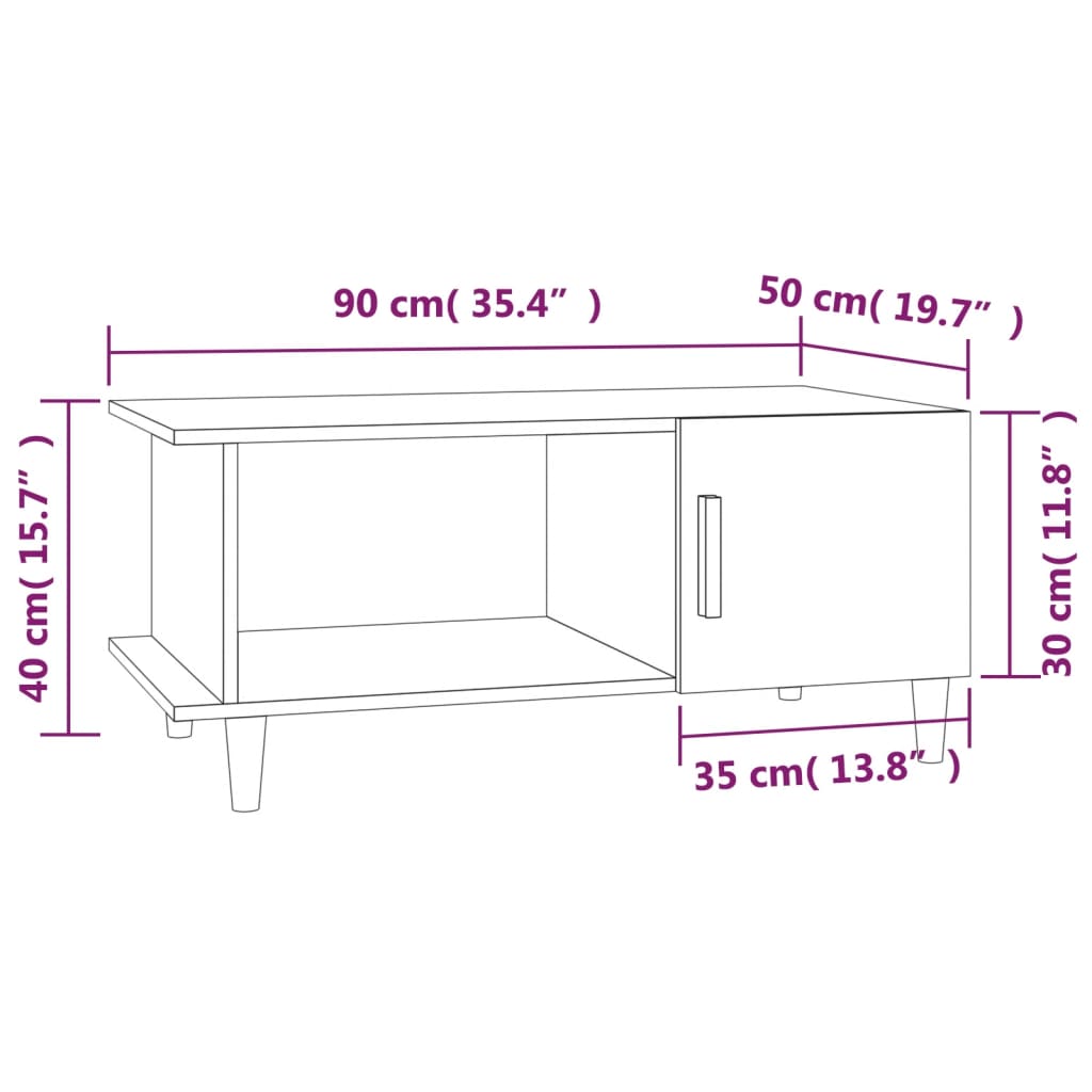 Salontafel Zwart 90x50x40 cm Engineered Wood