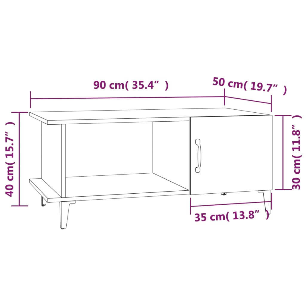 vidaXL Coffee Table White 90x50x40 cm Engineered Wood