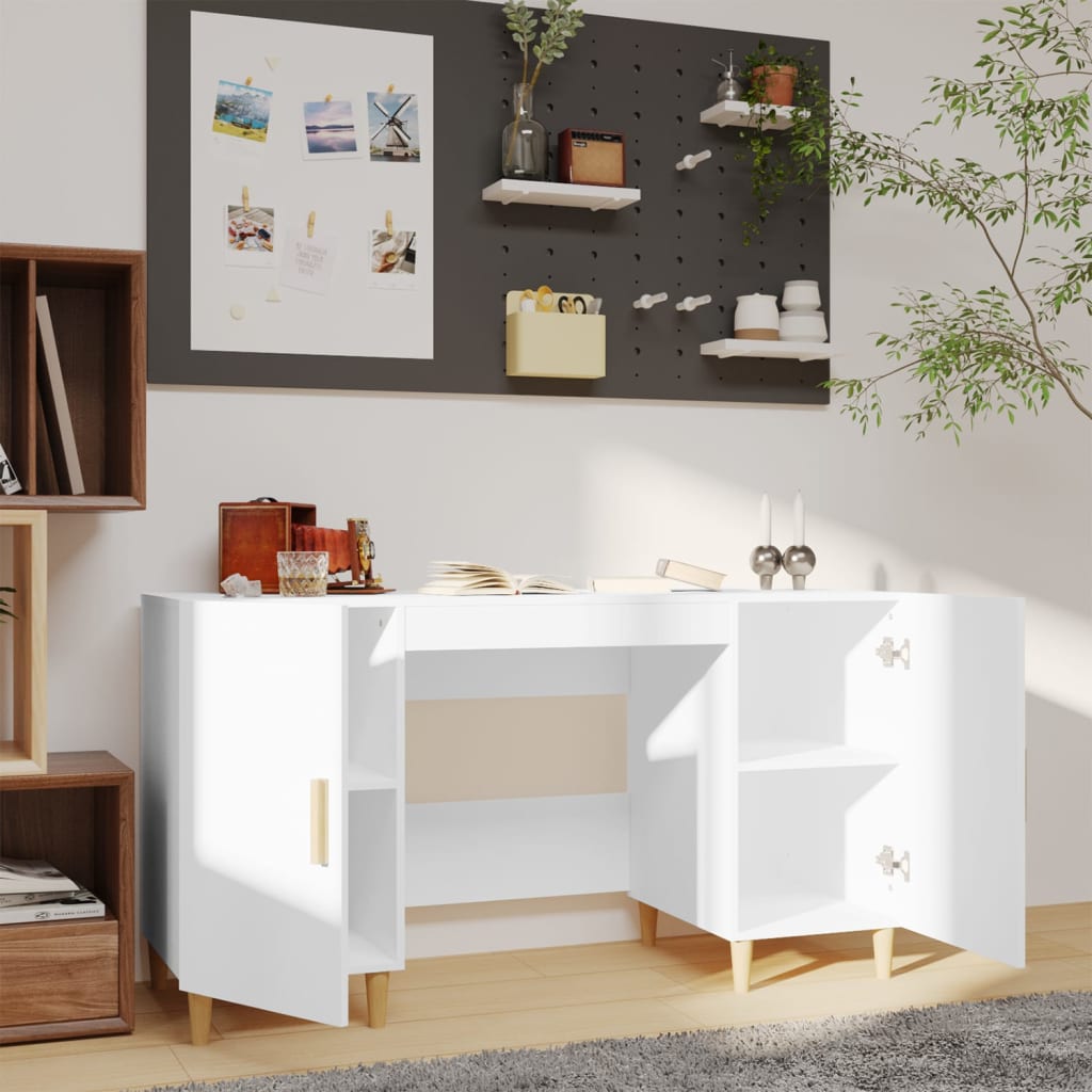 vidaXL Desk White 140x50x75 cm Engineered Wood