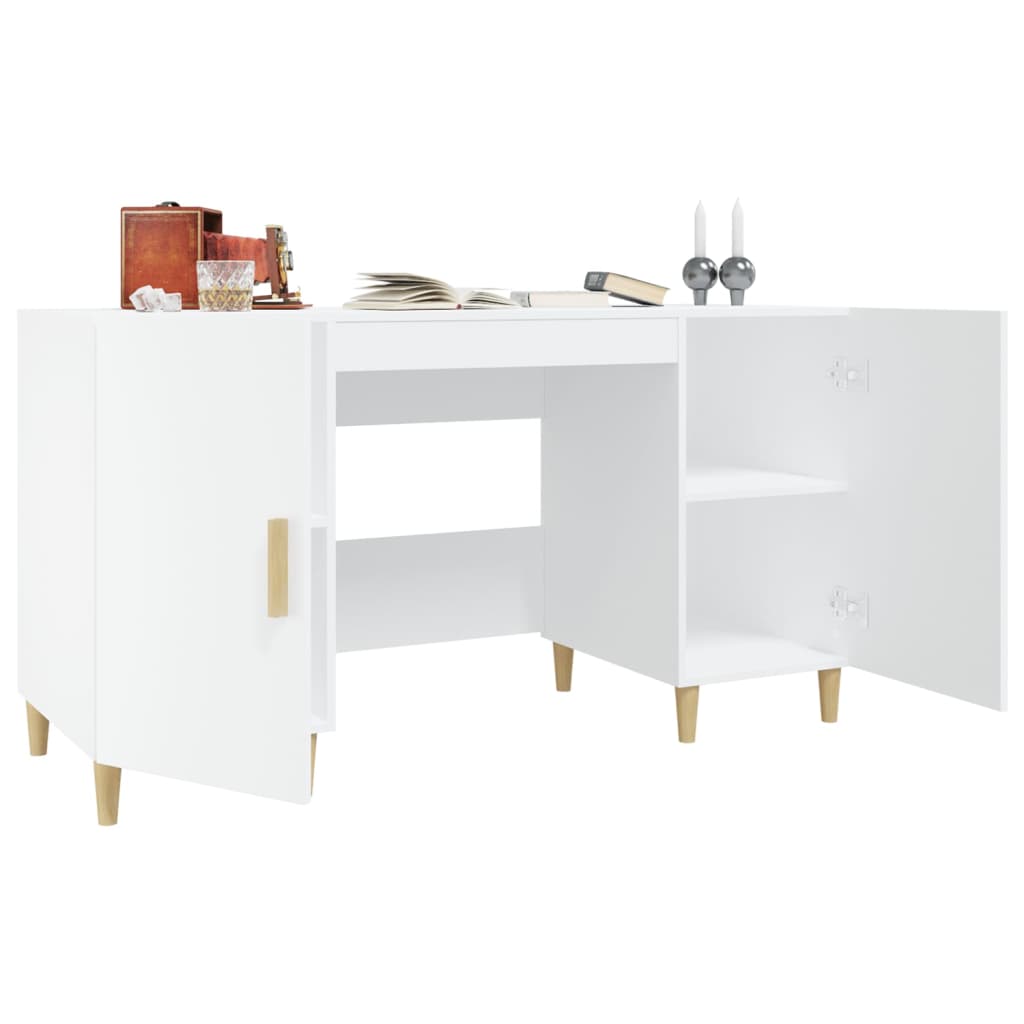 vidaXL Desk White 140x50x75 cm Engineered Wood