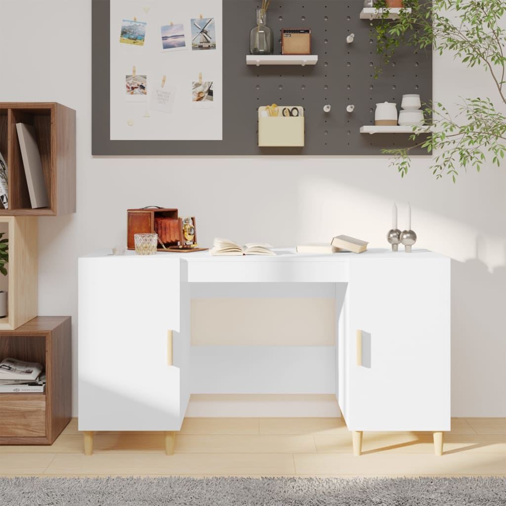 vidaXL Desk White 140x50x75 cm Engineered Wood