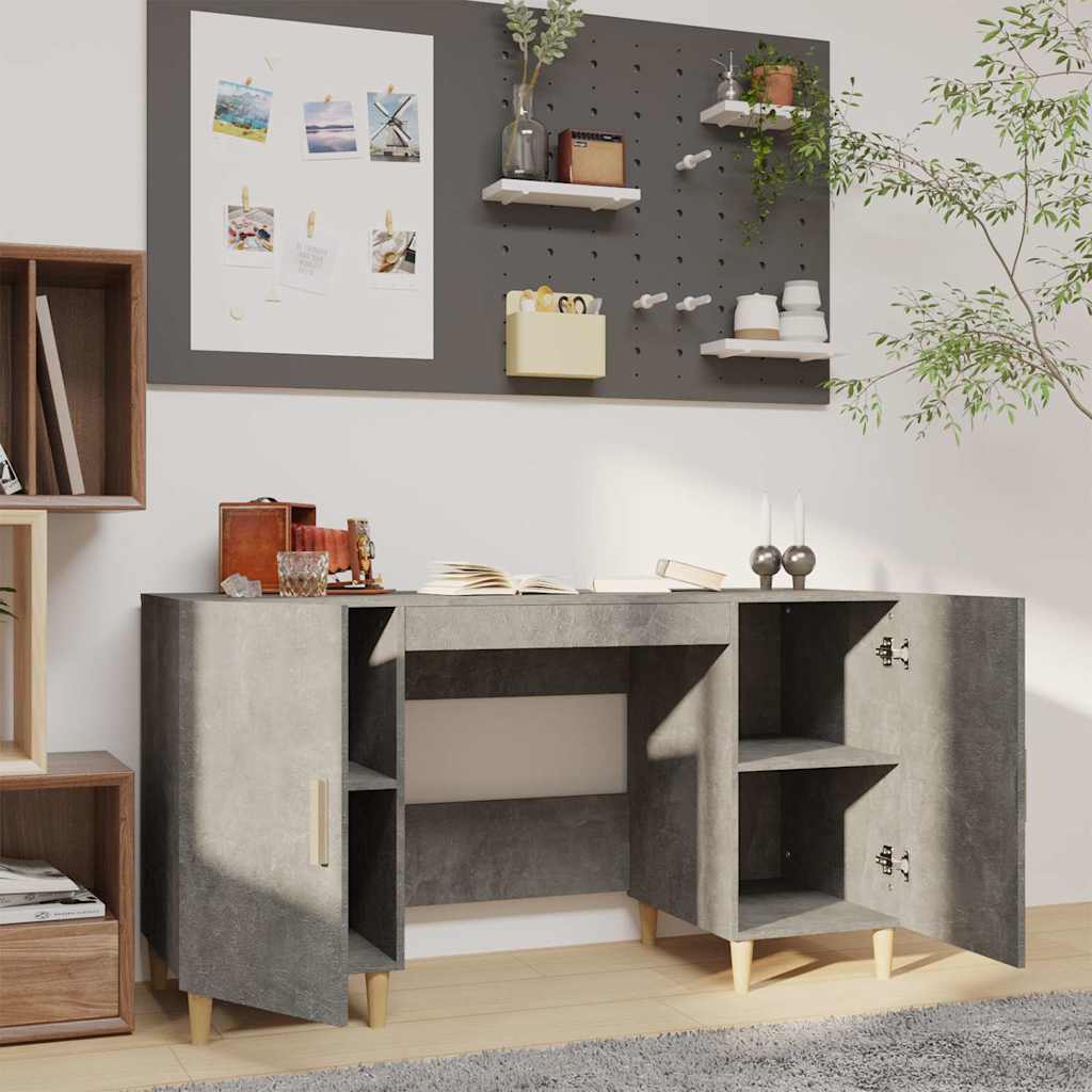 Desk Concrete Grey 140x50x75 cm Engineered Wood