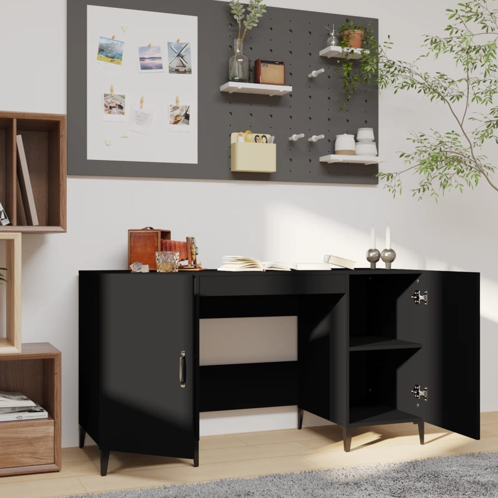 vidaXL Desk Black 140x50x75 cm Engineered Wood