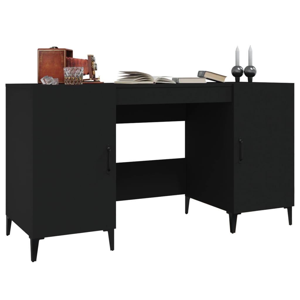 vidaXL Desk Black 140x50x75 cm Engineered Wood