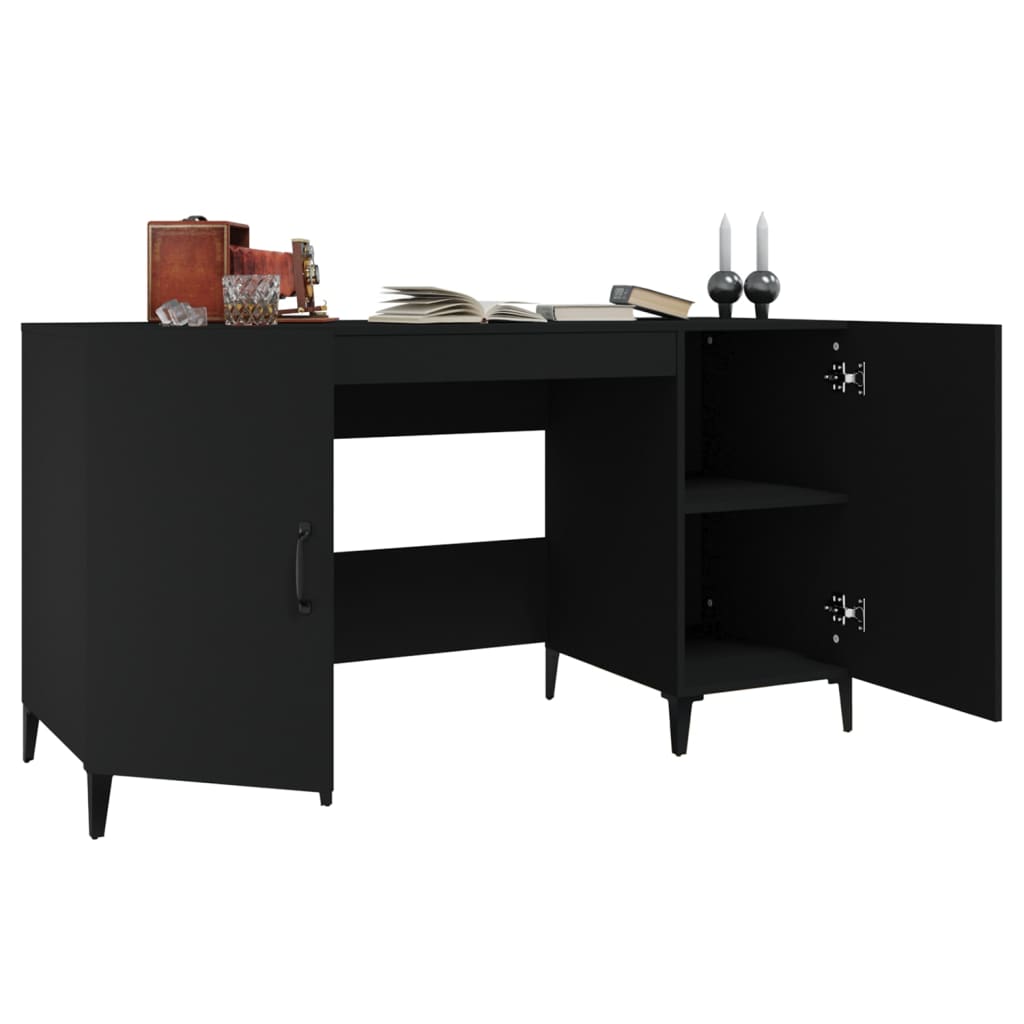 vidaXL Desk Black 140x50x75 cm Engineered Wood