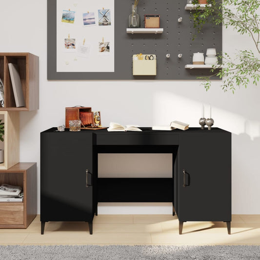 vidaXL Desk Black 140x50x75 cm Engineered Wood