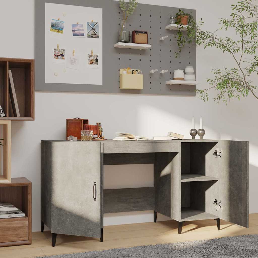 812775 vidaXL Desk Concrete Grey 140x50x75 cm Engineered Wood