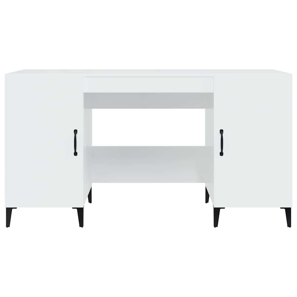 Desk High Gloss White 140x50x75 cm Engineered Wood