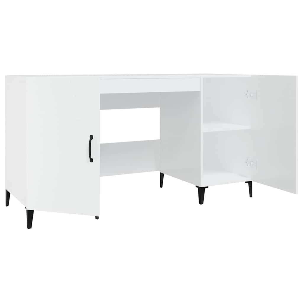 Desk High Gloss White 140x50x75 cm Engineered Wood