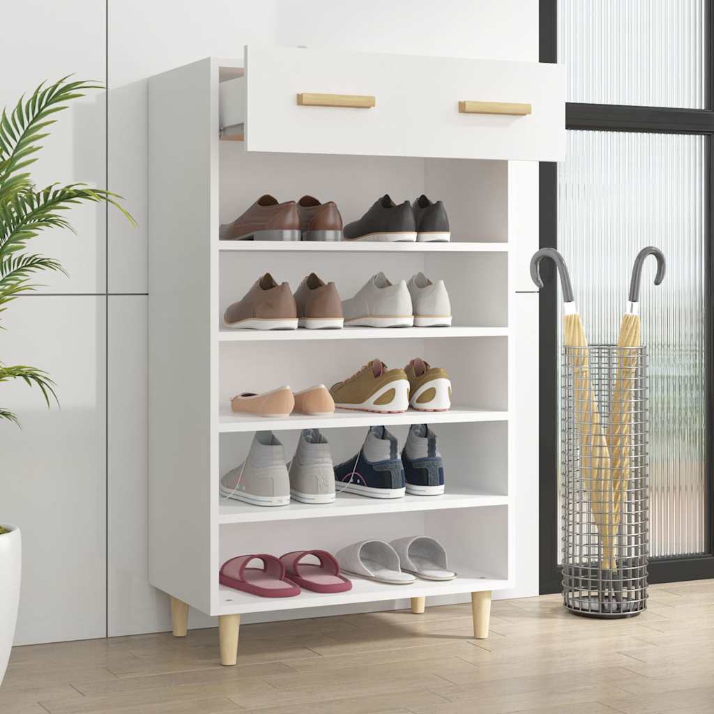 812780 vidaXL Shoe Cabinet White 60x35x105 cm Engineered Wood