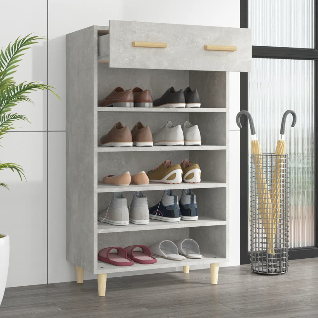 Shoe Cabinet Concrete Grey 60x35x105 cm Engineered Wood