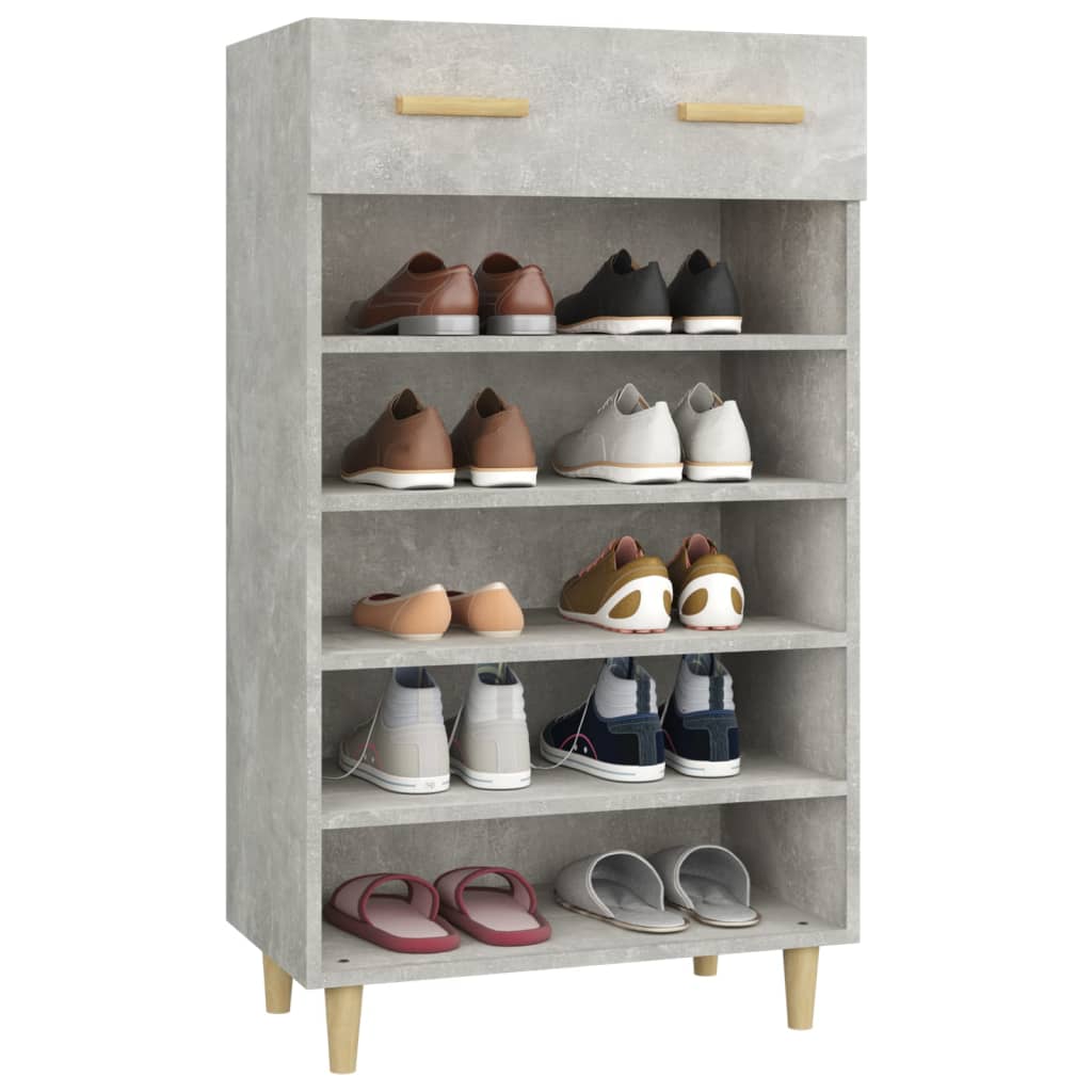Shoe Cabinet Concrete Grey 60x35x105 cm Engineered Wood
