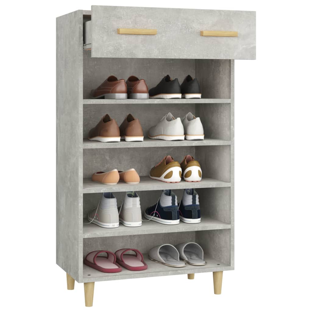 Shoe Cabinet Concrete Grey 60x35x105 cm Engineered Wood