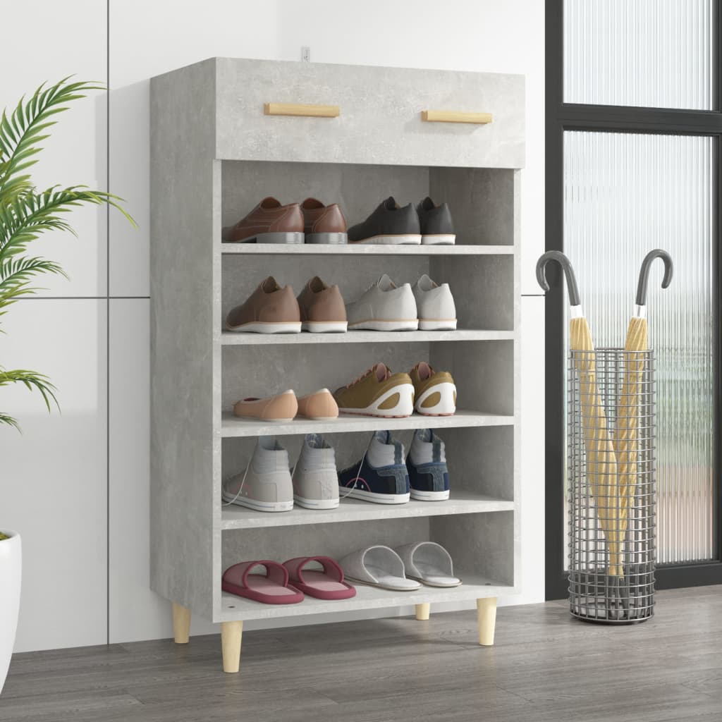 Shoe Cabinet Concrete Grey 60x35x105 cm Engineered Wood
