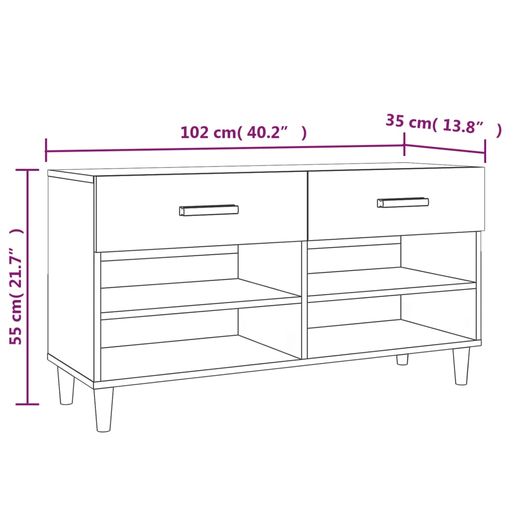 Shoe Cabinet Concrete Grey 102x35x55 cm Engineered Wood