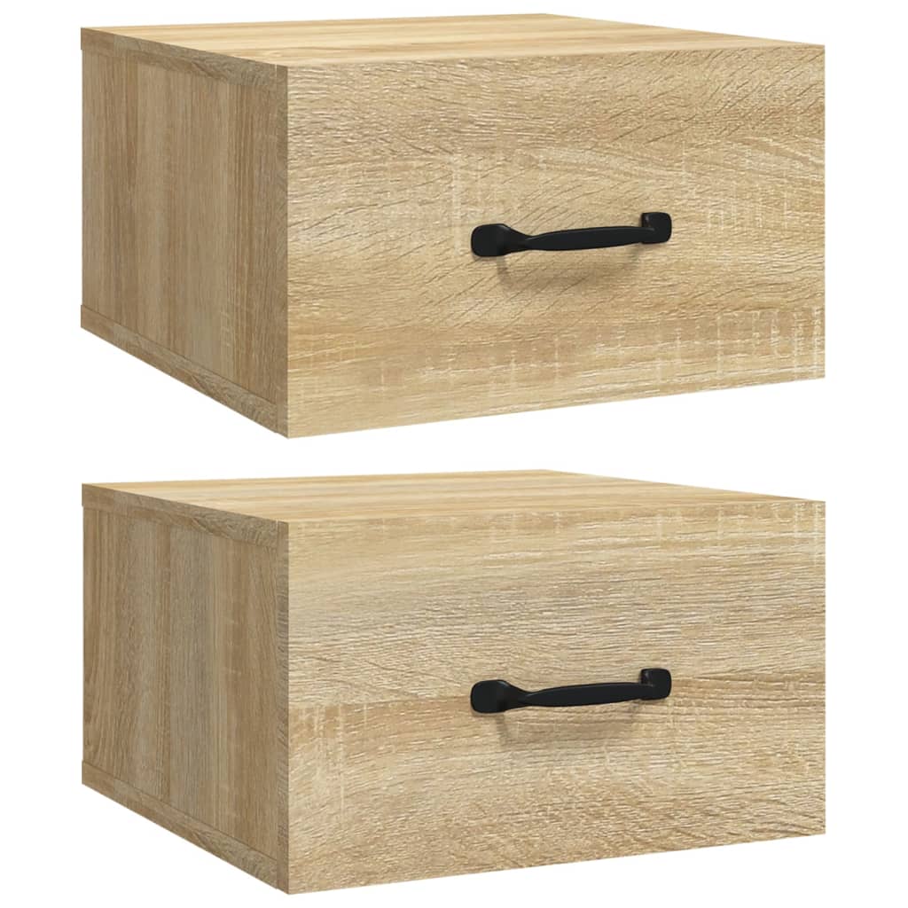 vidaXL Wall-mounted Bedside Cabinets 2 pcs Sonoma Oak 35x35x20 cm