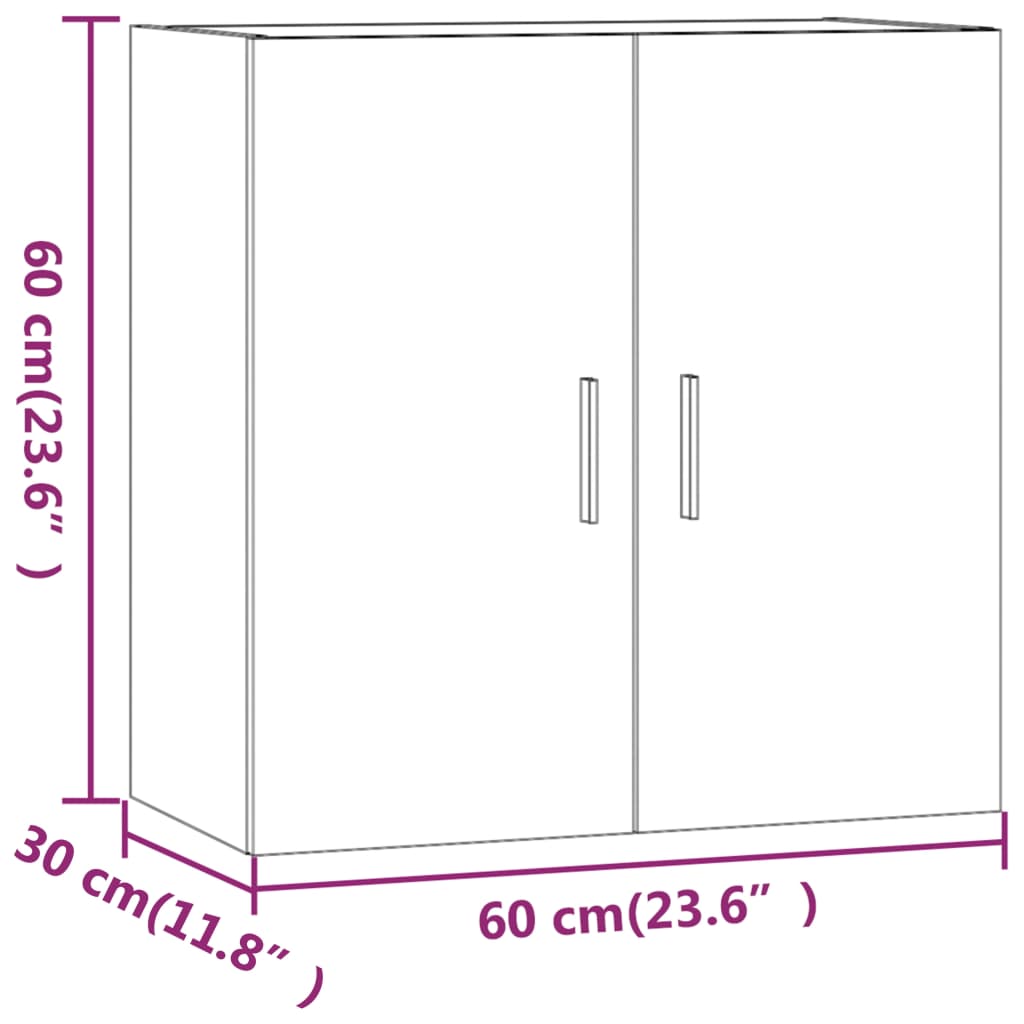 Wall Cabinet High Gloss White 60x30x60 cm Engineered Wood