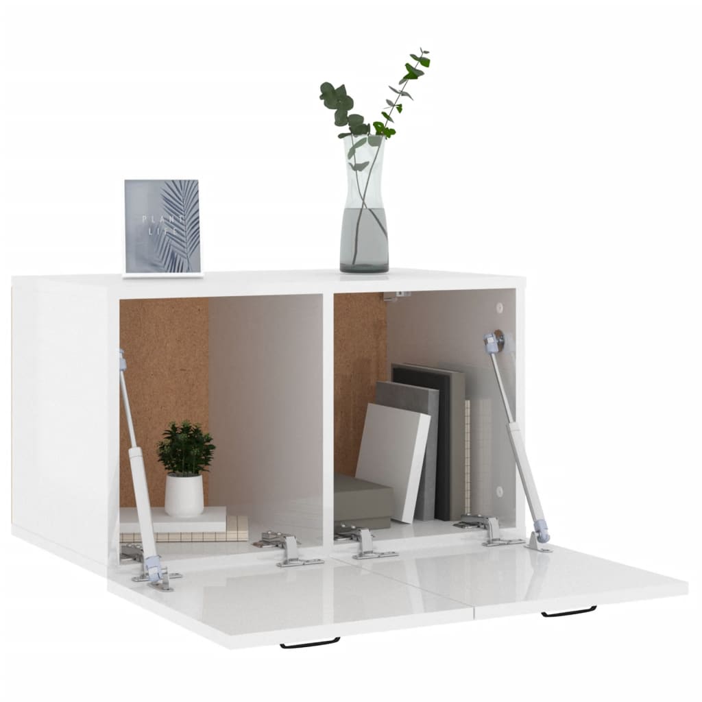 vidaXL Wall Cabinet High Gloss White 60x 36.5x35 cm Engineered Wood