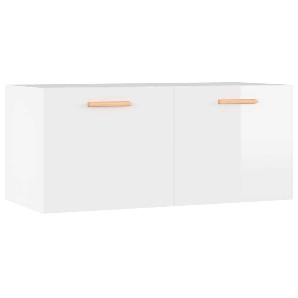 vidaXL Wall Cabinet High Gloss White 80x35x36.5 cm Engineered Wood