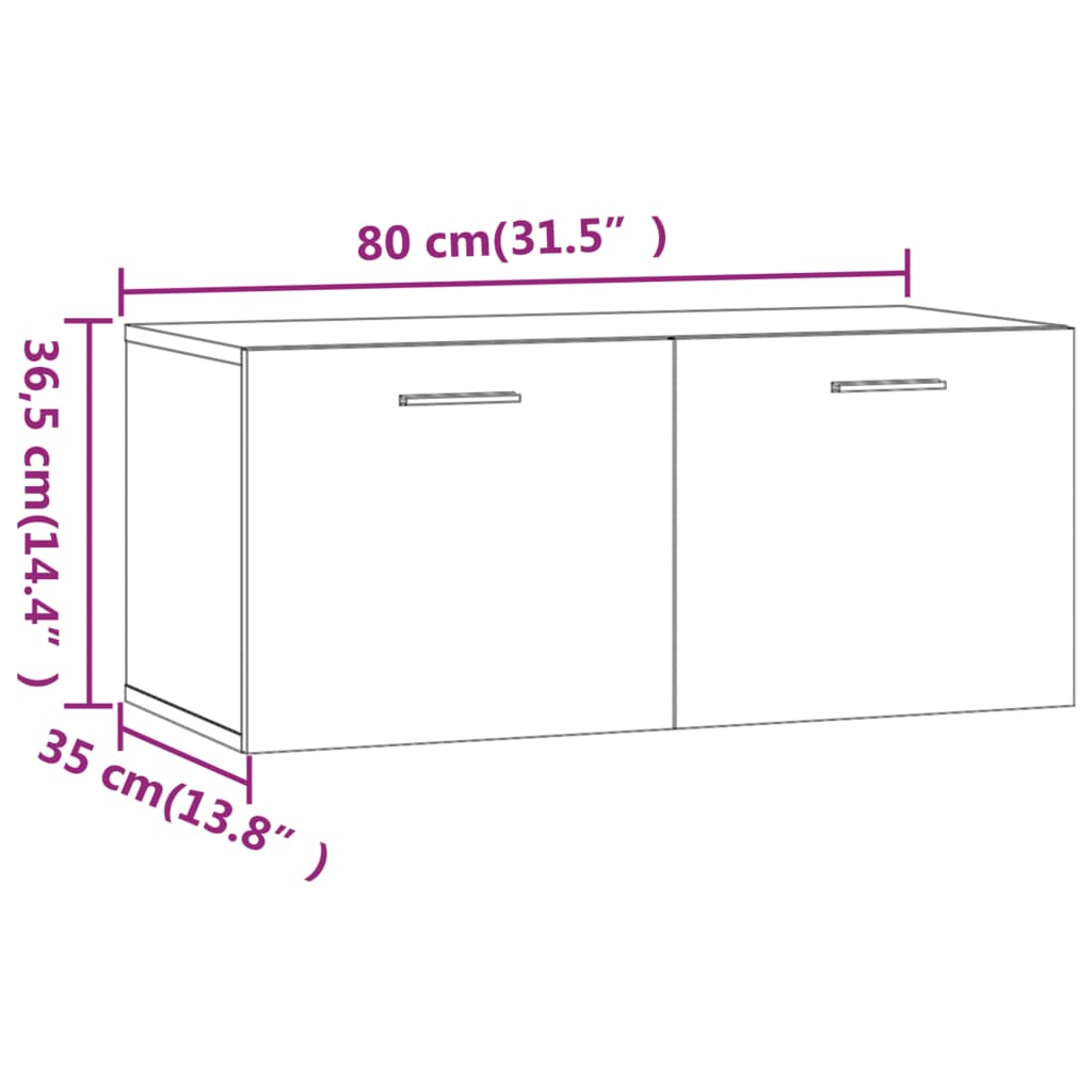 Wandkast Hoogglans Wit 80x35x36,5 cm Engineered Wood