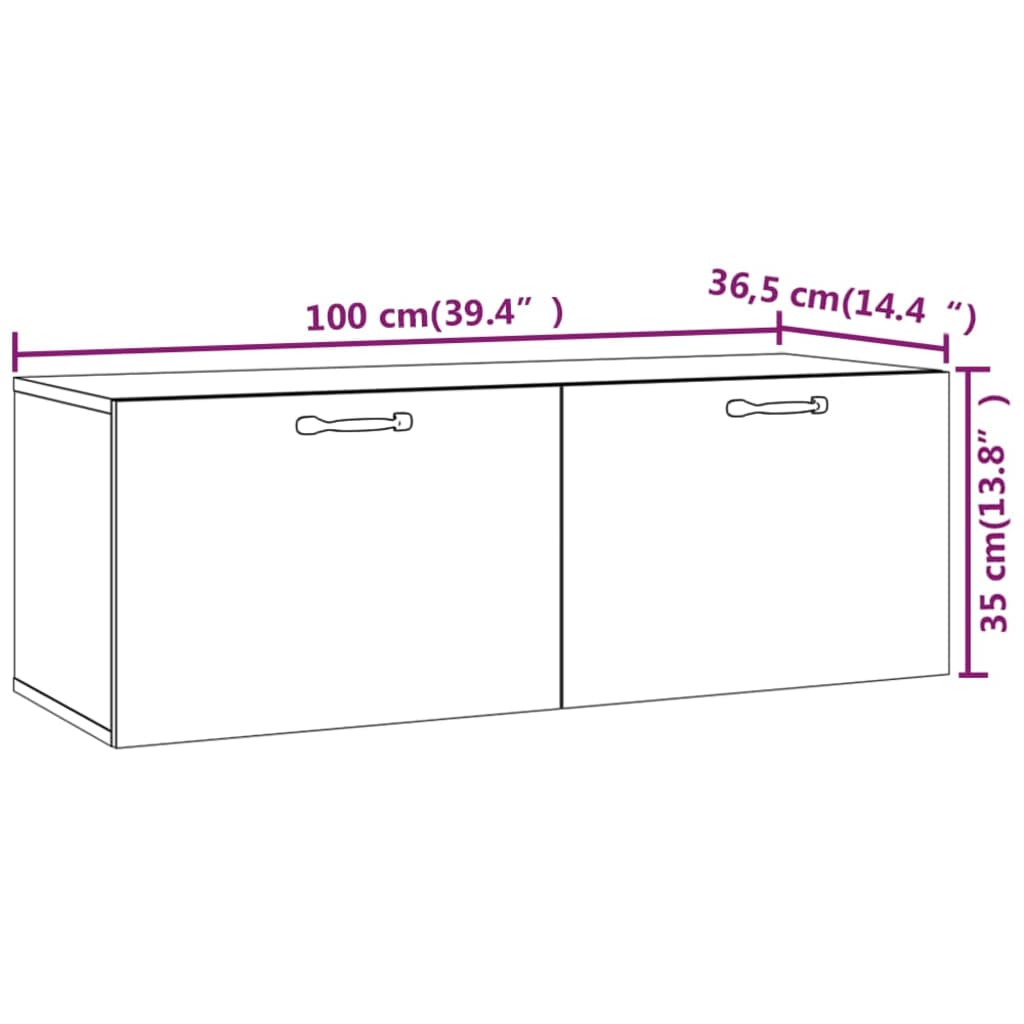 vidaXL Wall Cabinet Concrete Grey 100x36.5x35 cm Engineered Wood