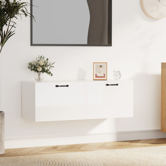 vidaXL Wall Cabinet High Gloss White 100x36.5x35 cm Engineered Wood