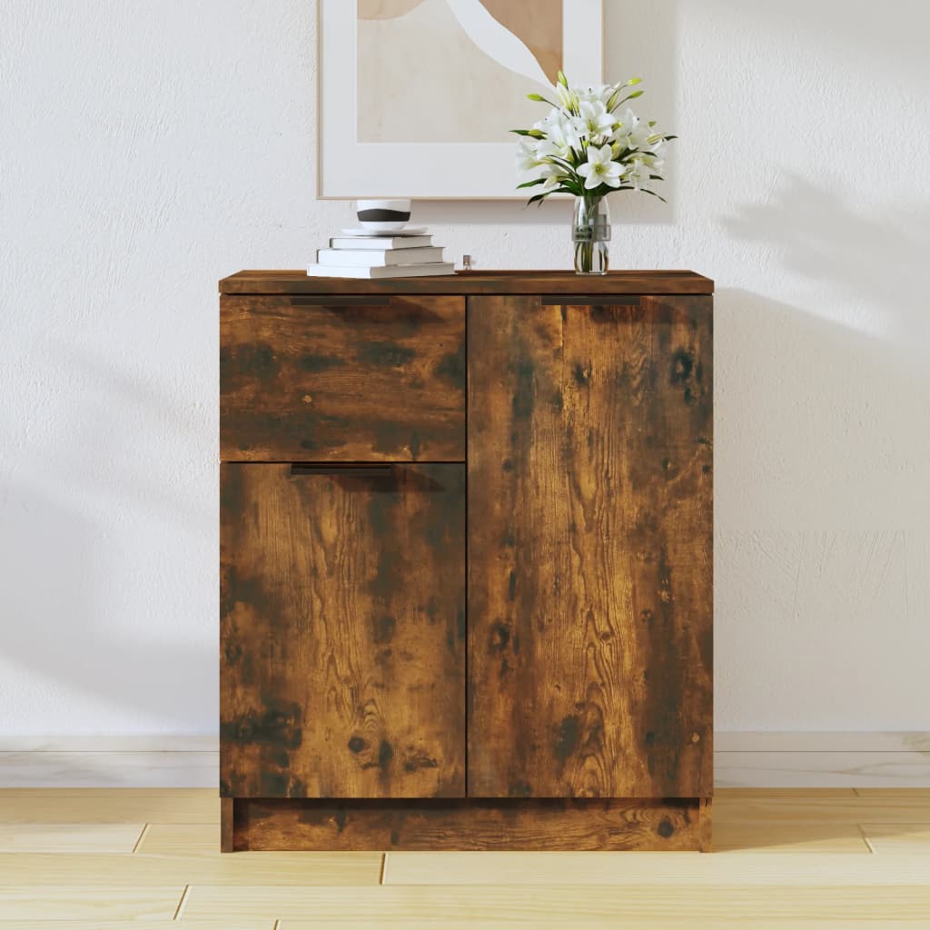 Buffet Chêne Fumé 60x30x70 cm Bois D'ingénierie