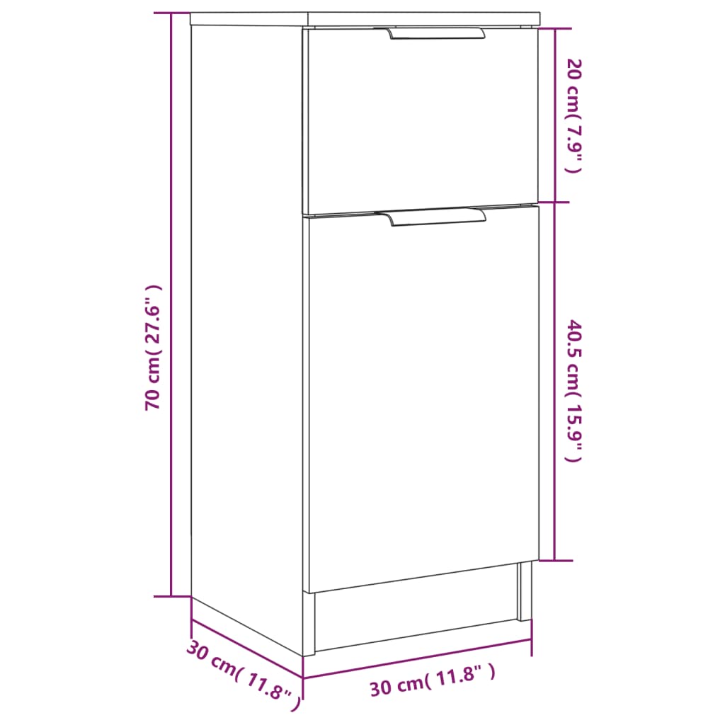 Sideboard Grey Sonoma 30x30x70 cm Engineered Wood