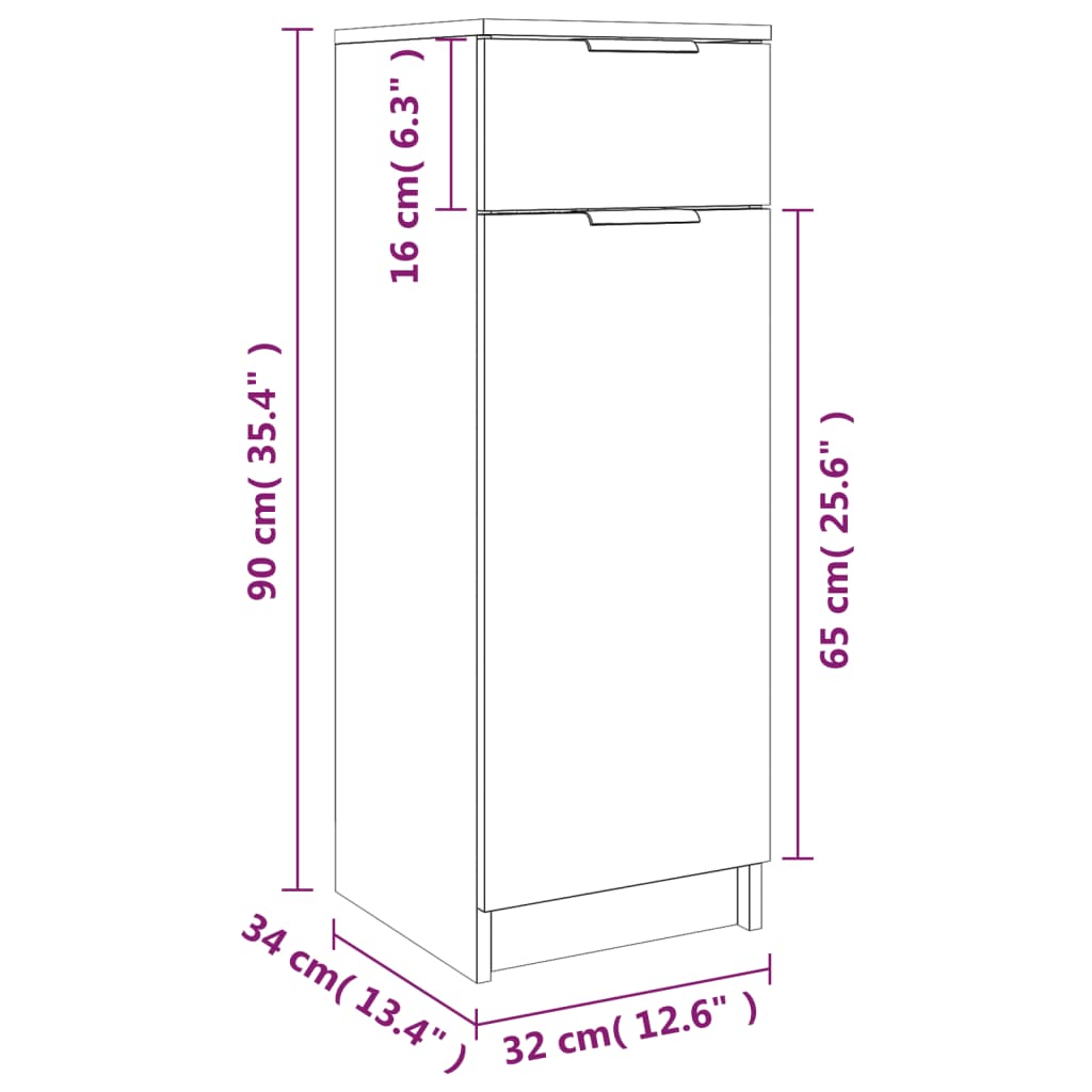 Meuble de salle de bain Chêne brun 32x34x90 cm Bois d'ingénierie