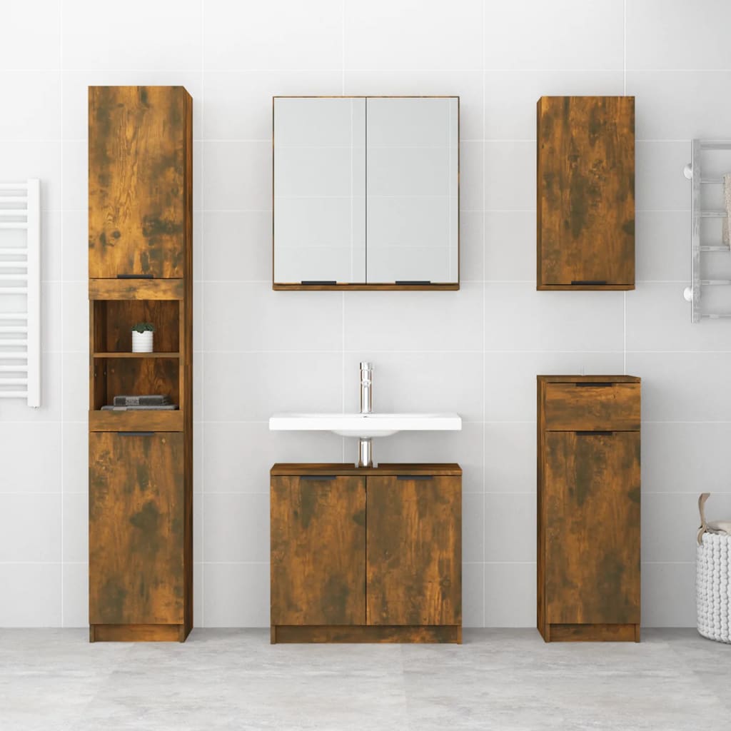 vidaXL Bathroom Mirror Cabinet Smoked Oak 64x20x67 cm