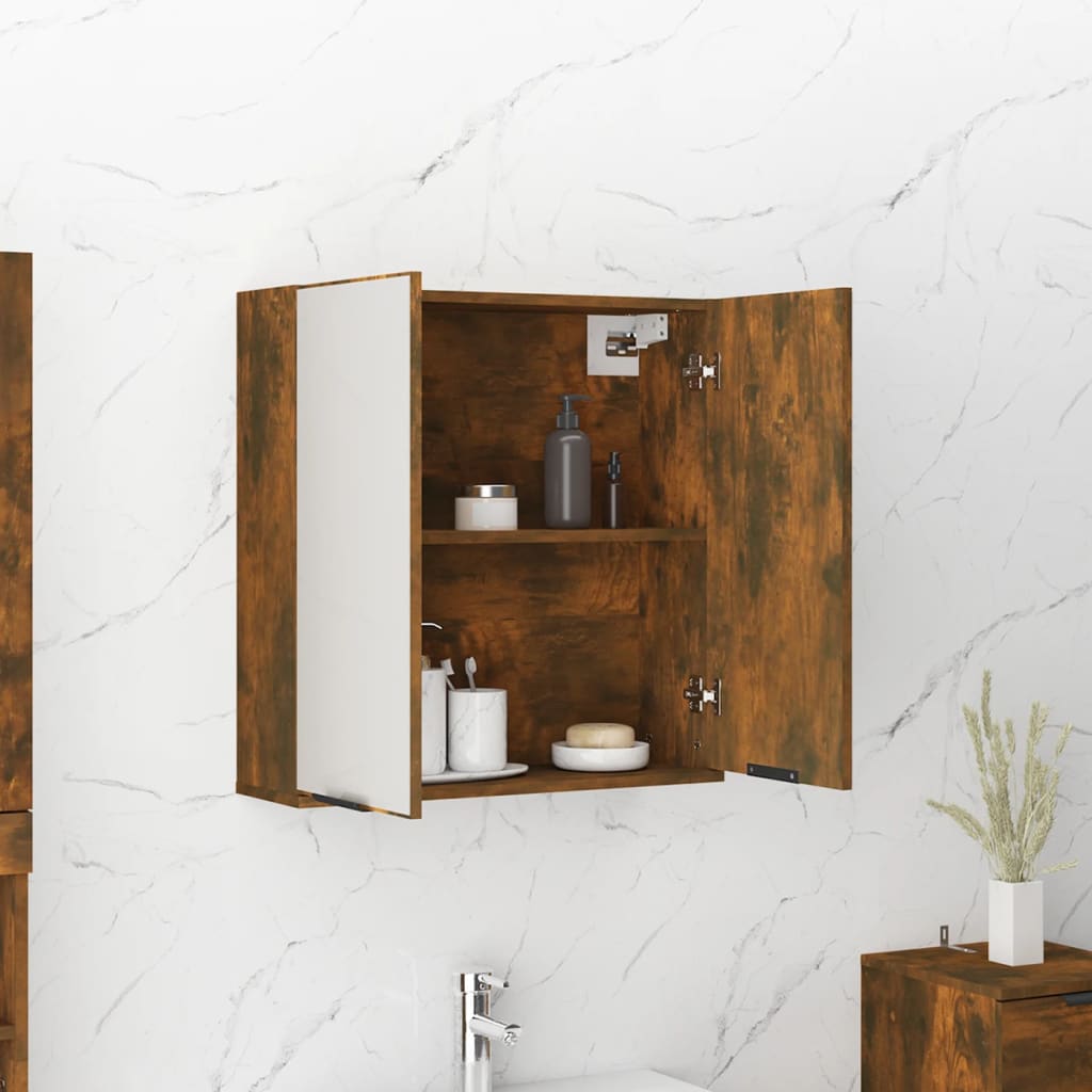 vidaXL Bathroom Mirror Cabinet Smoked Oak 64x20x67 cm