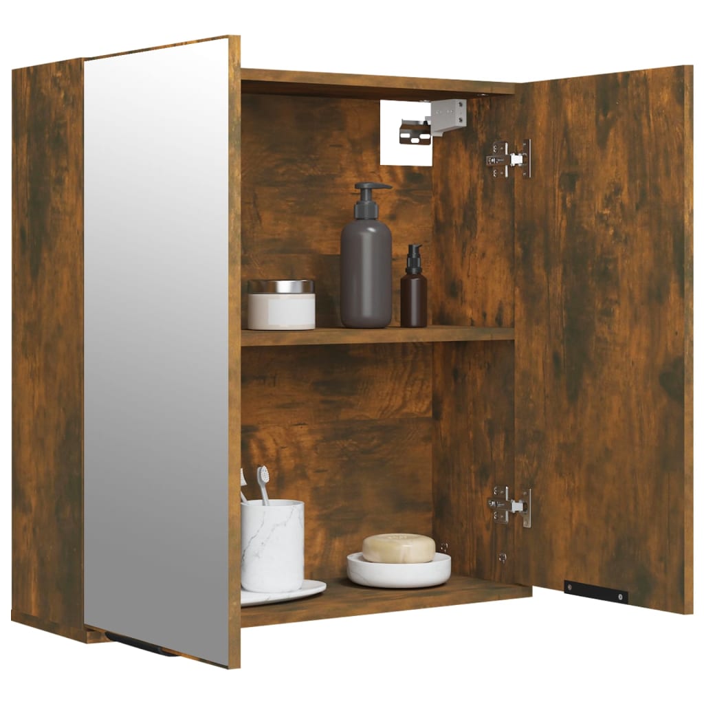 vidaXL Bathroom Mirror Cabinet Smoked Oak 64x20x67 cm