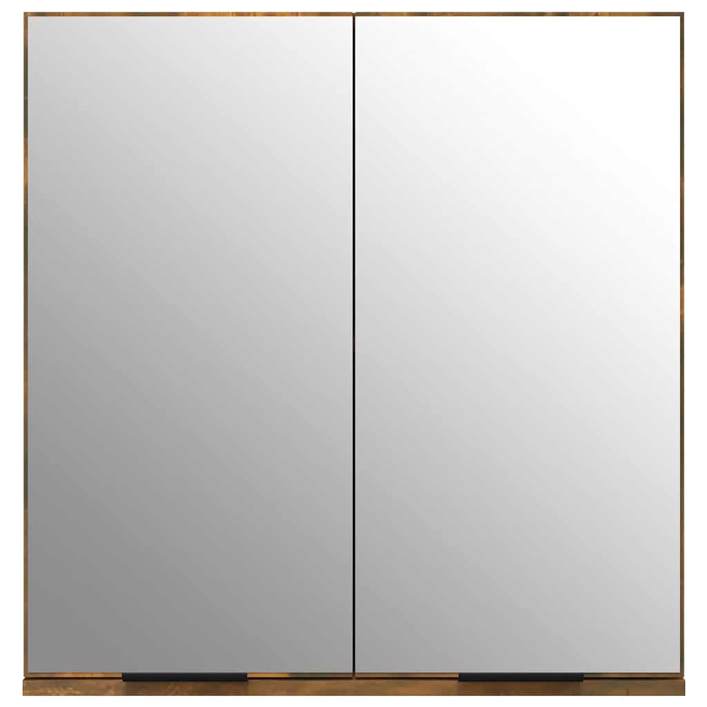 Bathroom Mirror Cabinet Smoked Oak 64x20x67 cm