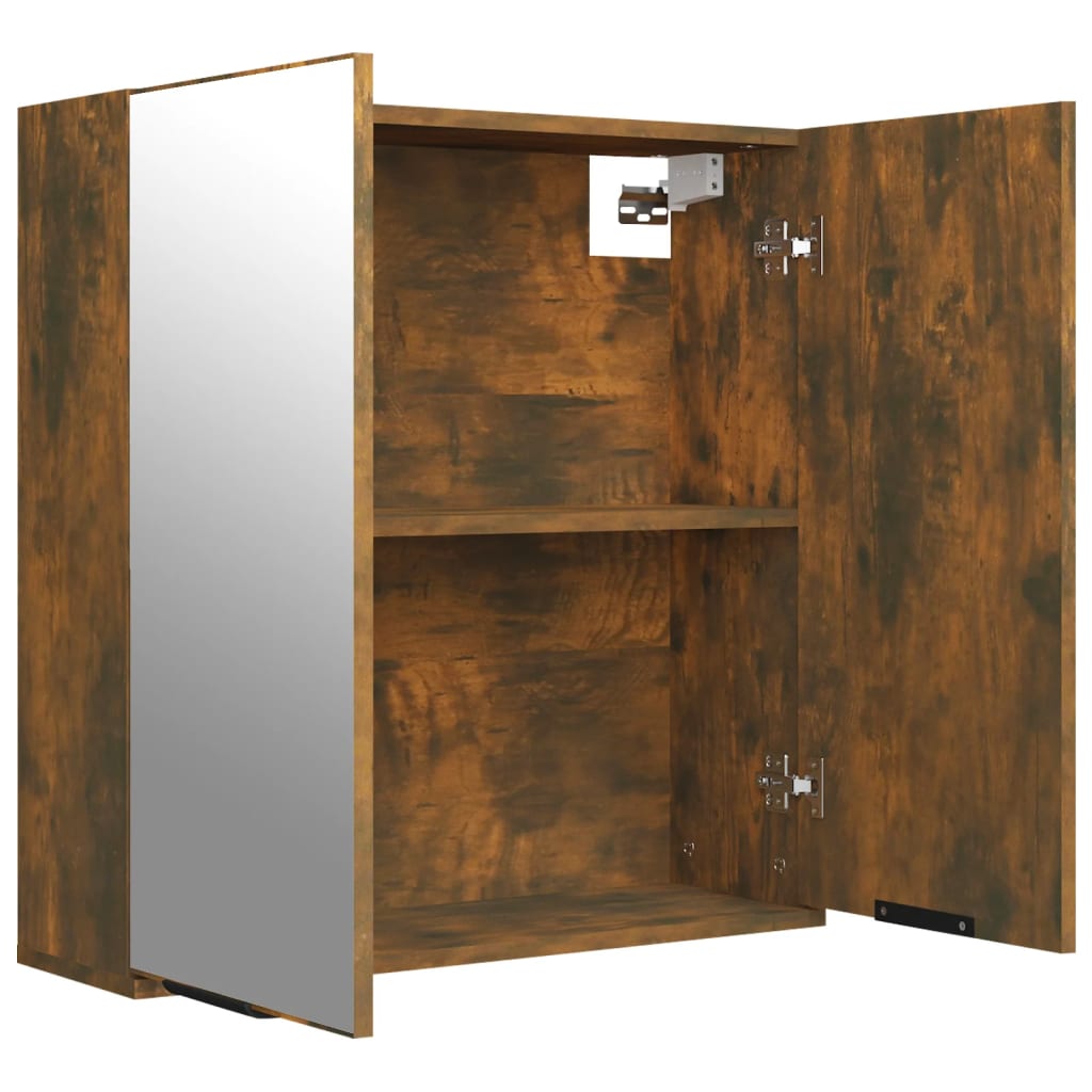 vidaXL Bathroom Mirror Cabinet Smoked Oak 64x20x67 cm