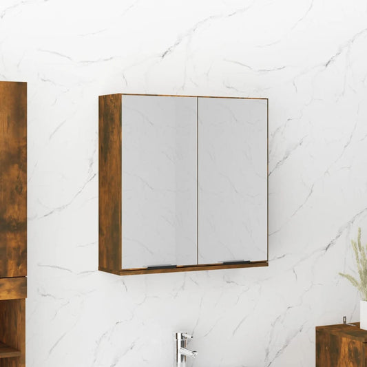 vidaXL Bathroom Mirror Cabinet Smoked Oak 64x20x67 cm