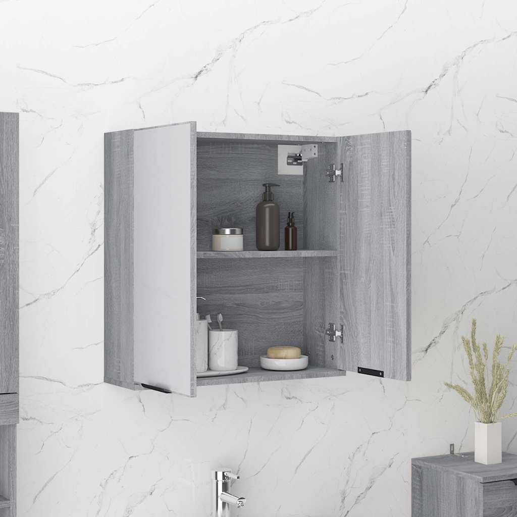 Bathroom Mirror Cabinet Grey Sonoma 64x20x67 cm