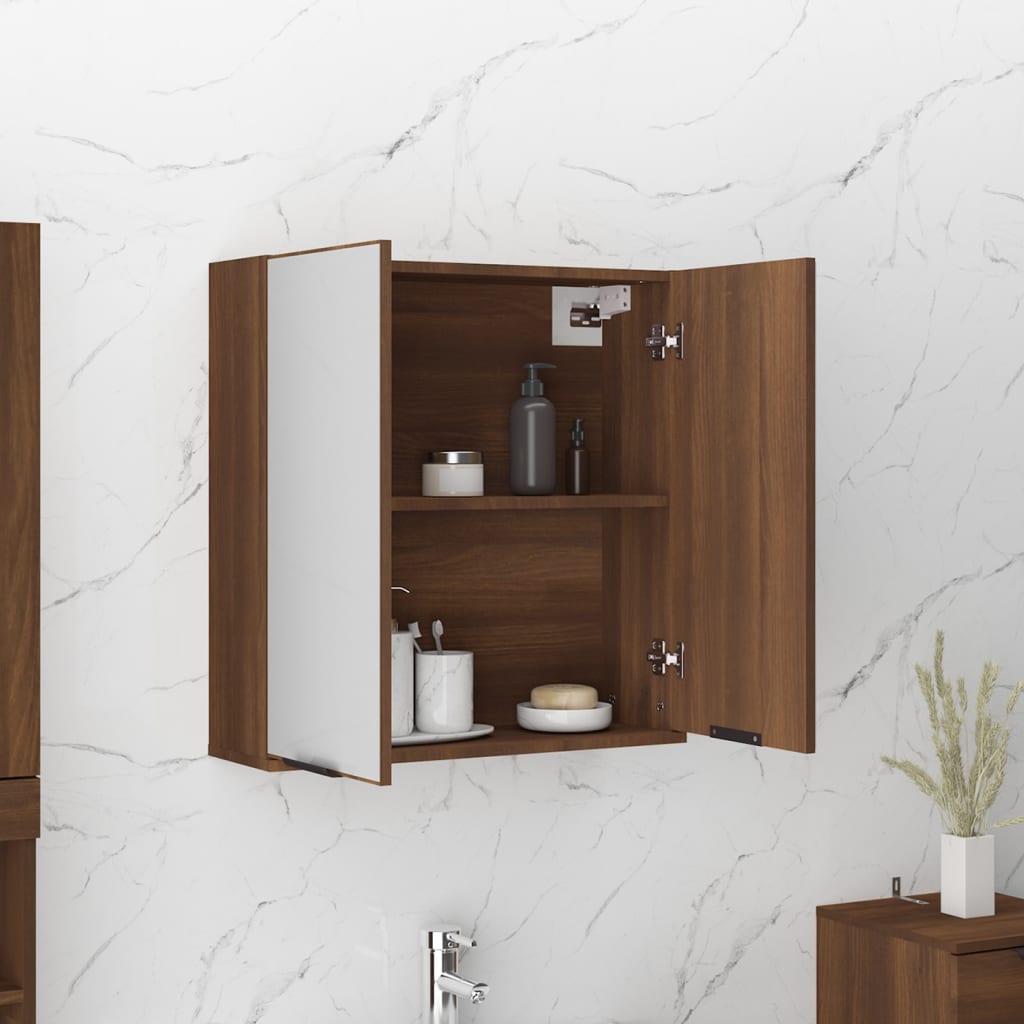 vidaXL Bathroom Mirror Cabinet Brown Oak 64x20x67 cm