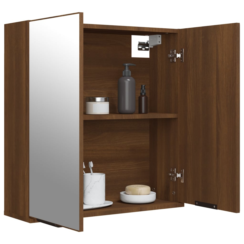 vidaXL Bathroom Mirror Cabinet Brown Oak 64x20x67 cm