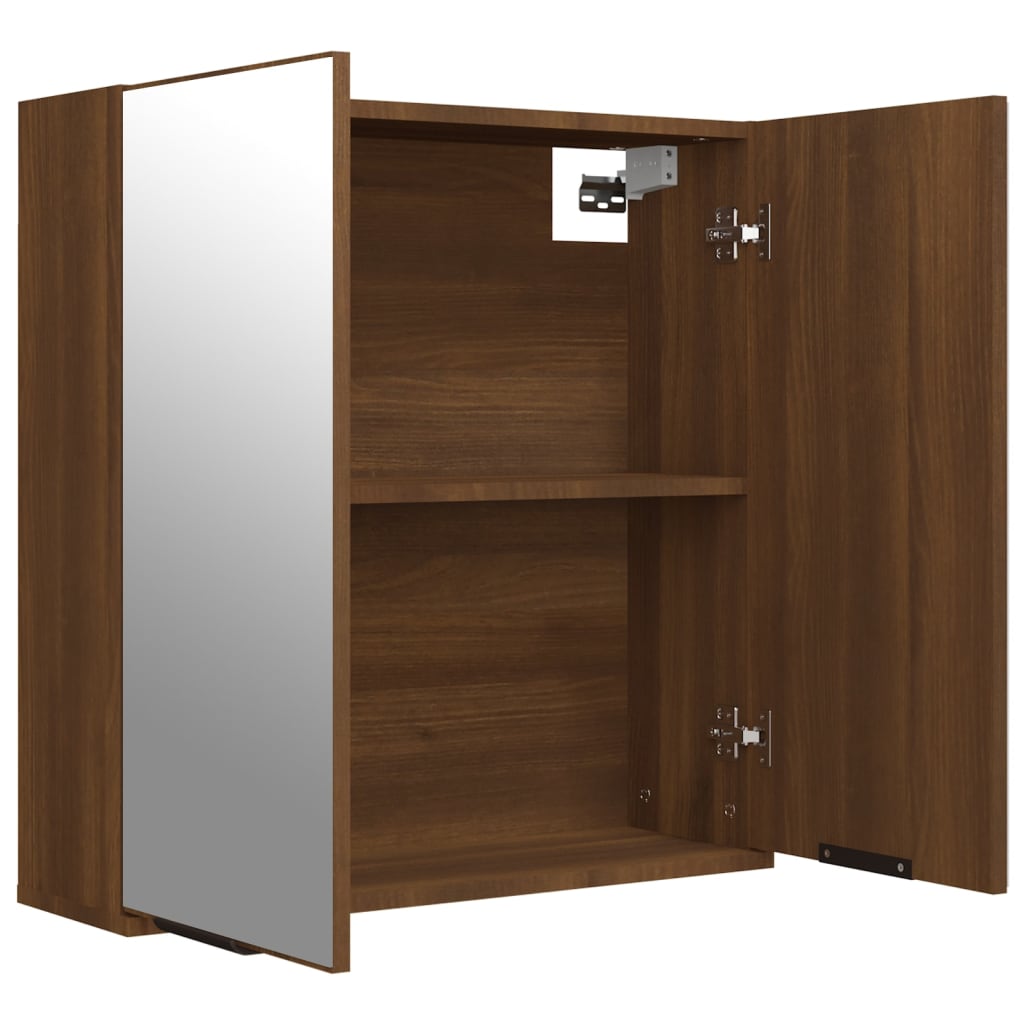 vidaXL Bathroom Mirror Cabinet Brown Oak 64x20x67 cm